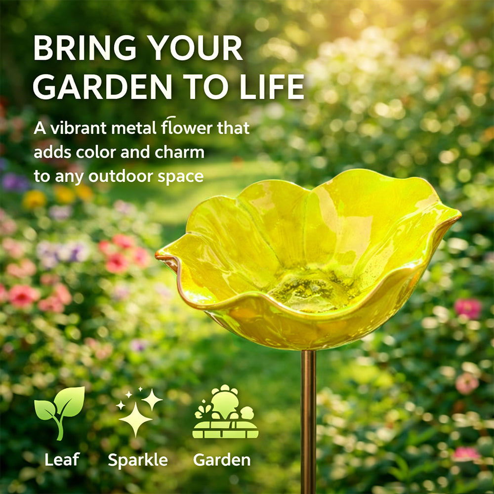 Colorful Metal Flower Stake for Birds, Bees & Butterflies