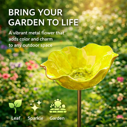 Colorful Metal Flower Stake for Birds, Bees & Butterflies