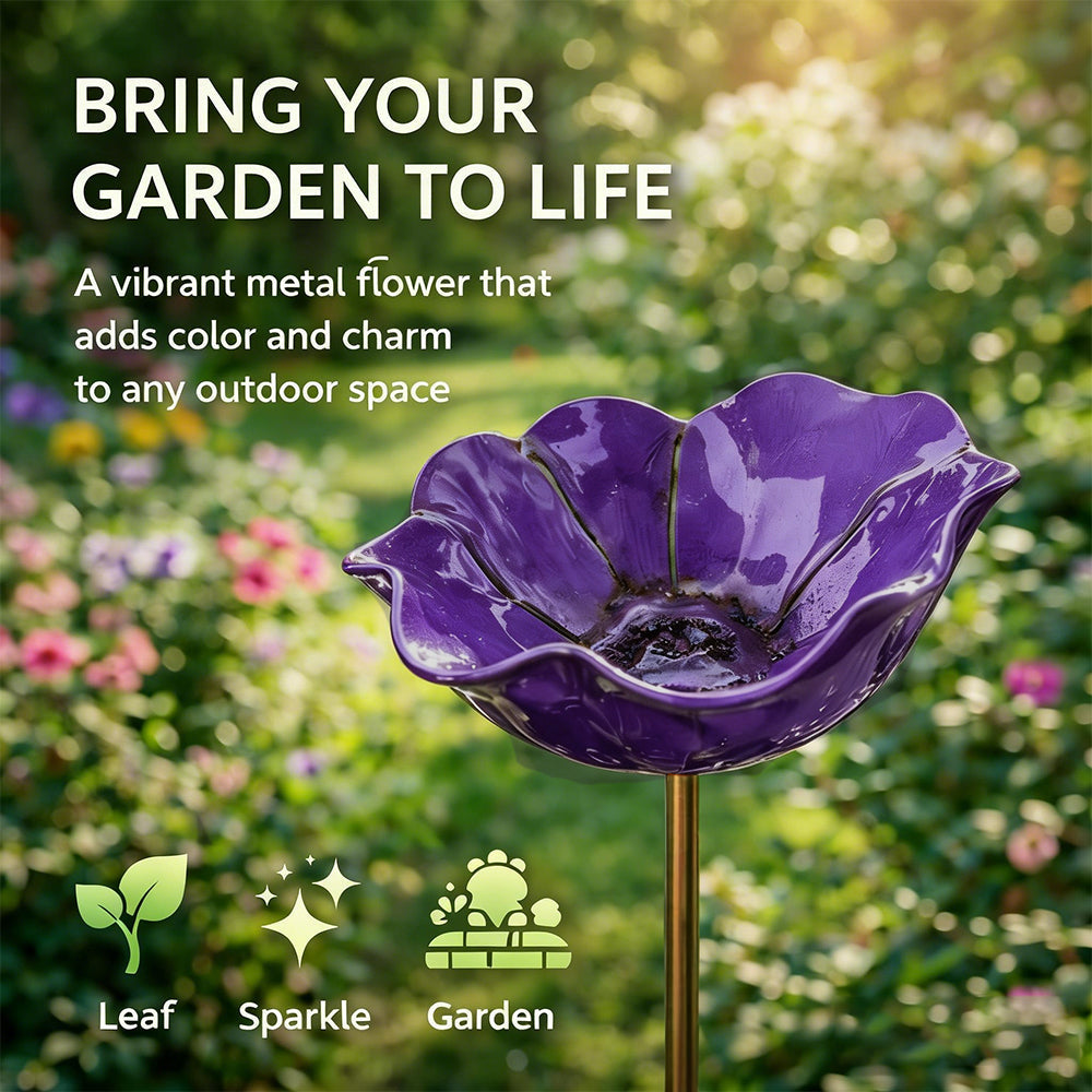 Colorful Metal Flower Stake for Birds, Bees & Butterflies