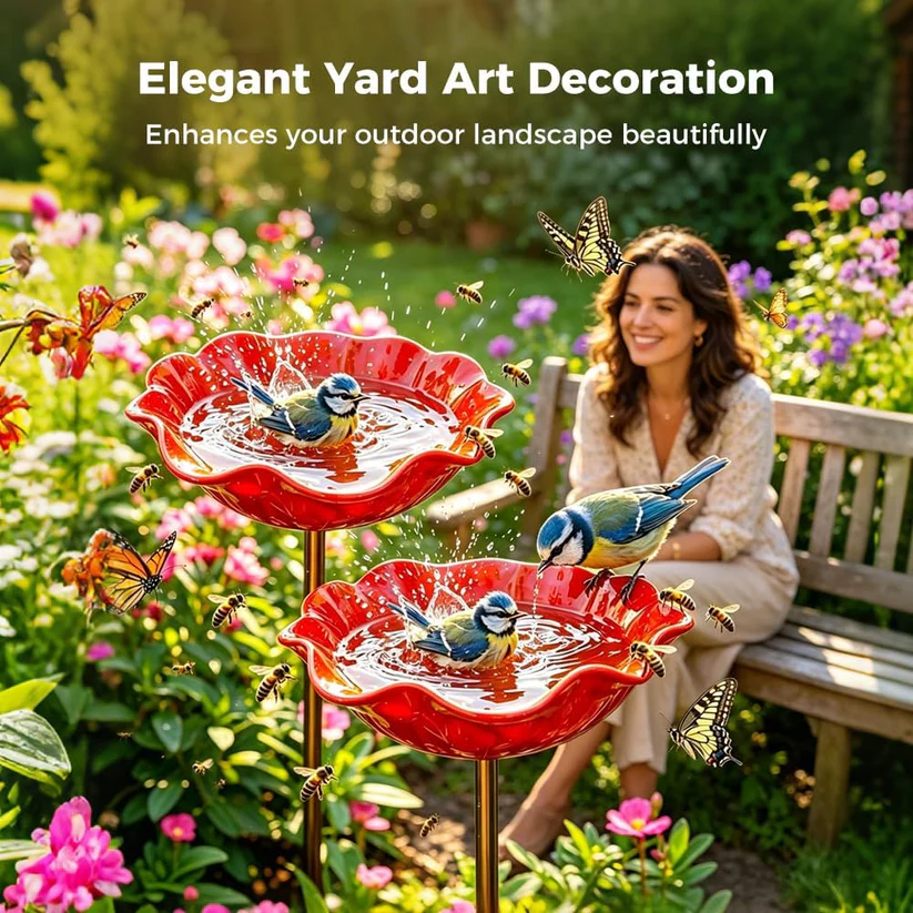 Colorful Metal Flower Stake for Birds, Bees & Butterflies