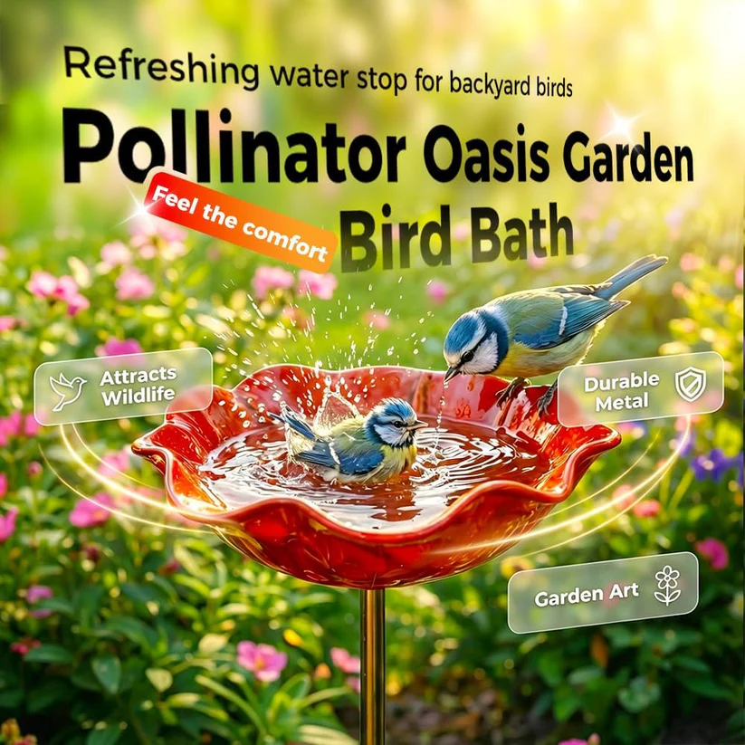 Colorful Metal Flower Stake for Birds, Bees & Butterflies
