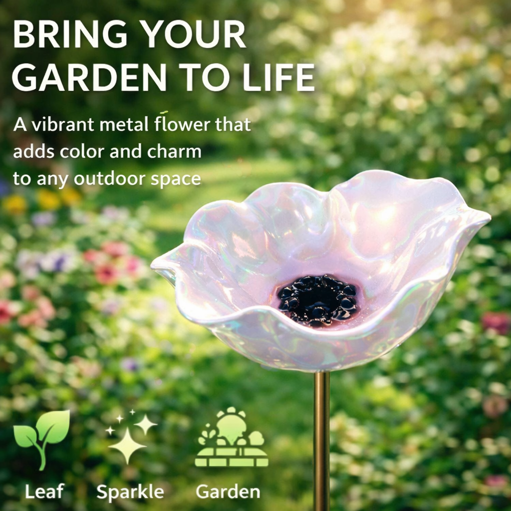 Colorful Metal Flower Stake for Birds, Bees & Butterflies