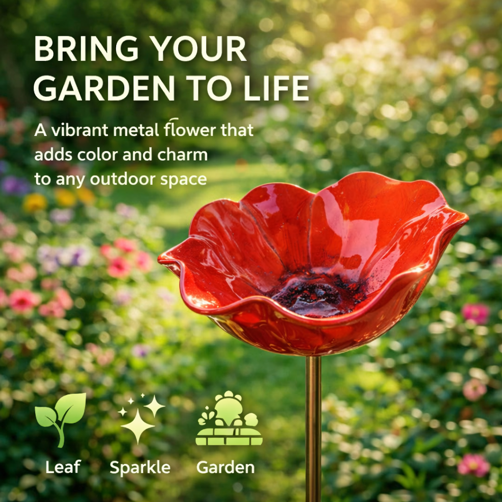 Colorful Metal Flower Stake for Birds, Bees & Butterflies