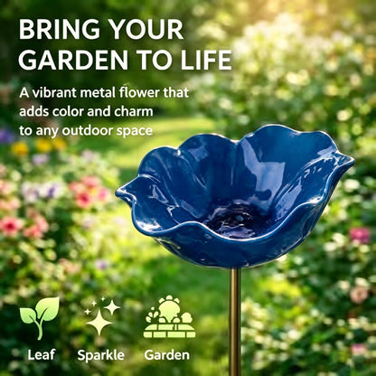 Colorful Metal Flower Stake for Birds, Bees & Butterflies