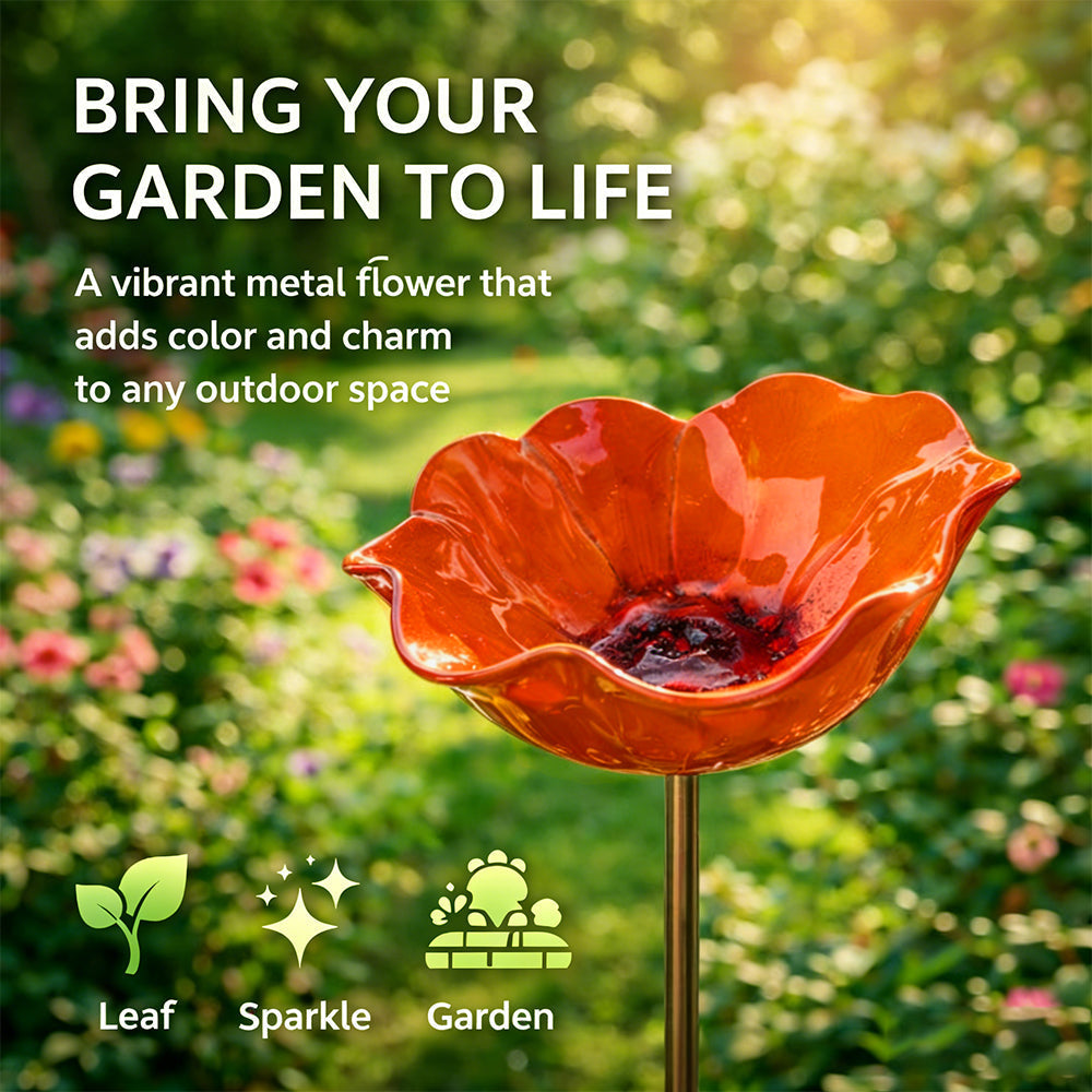 Colorful Metal Flower Stake for Birds, Bees & Butterflies